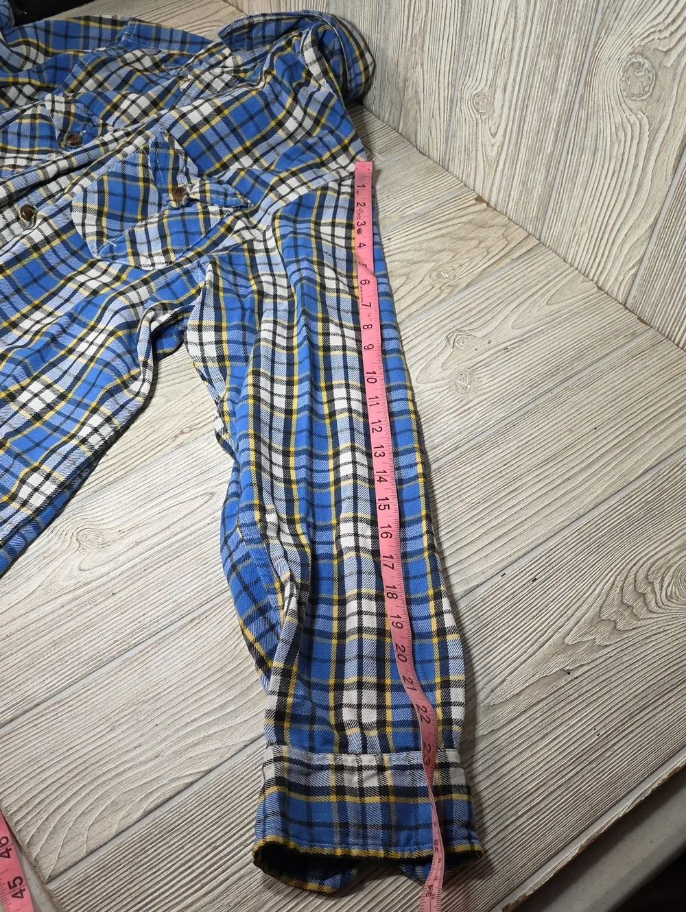 The North Face Blue/White/Yellow Plaid Flannel Button Up Shirt Mens Size Large